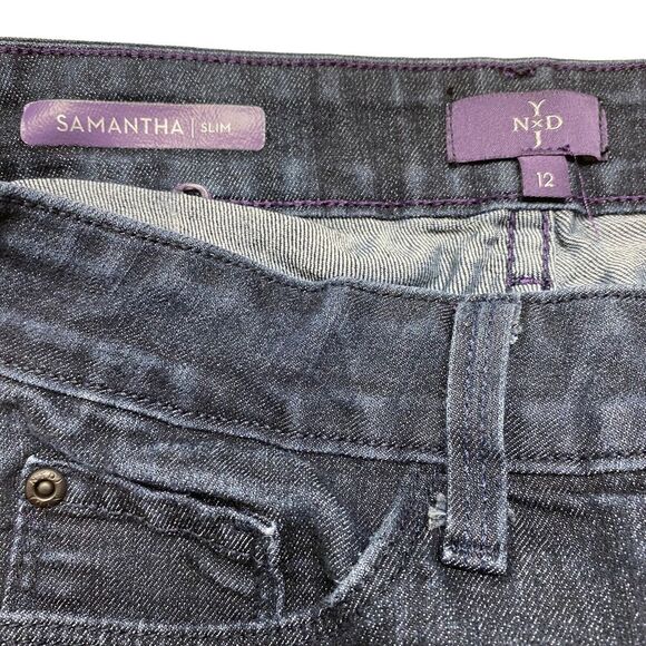 NYDJ Samantha Slim Jeans Womens Size 12 Blue Stretch High Rise Lift & Tuck - Picture 6 of 7